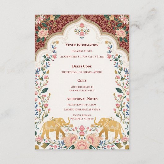 Pichwai Indian Elegant Wedding Enclosure Card エンクロージャーカード (正面)