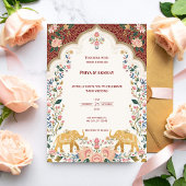 Pichwai Indian Elegant Wedding Invitation 招待状