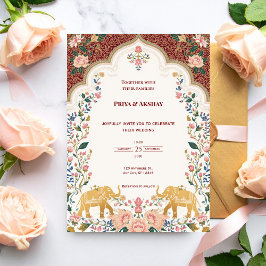 Pichwai Indian Elegant Wedding Invitation 招待状