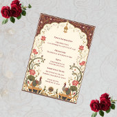 Pichwai Indian Lotus Peacock Wedding エンクロージャーカード