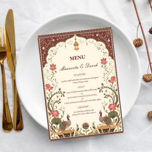 Pichwai Indian Lotus Peacock Wedding Menu メニュー