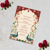 Pichwai Indian Peacock Elegant Wedding エンクロージャーカード
