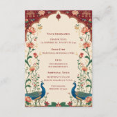 Pichwai Indian Peacock Elegant Wedding エンクロージャーカード (正面)
