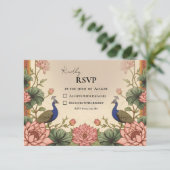 Pichwai Inspired Indian Wedding RSVP Card (スタンド正面)