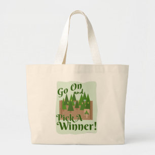 Pick A Winner Tree Lot Holiday Cartoon Art ラージトートバッグ