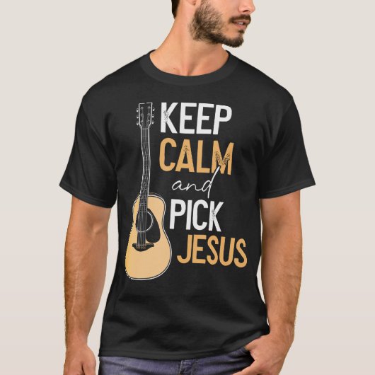 Pick Jesus Christian Bass Guitar PlayerミュージシャンT Tシャツ (正面)
