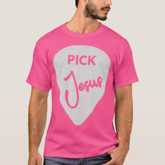 Pick Jesus Christian Guitar Player Tシャツ