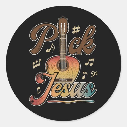 Pick Jesus Music PastorイースタークラシックギターChri ラウンドシール (正面)