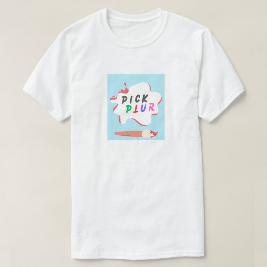 PICK PLUR理想的な再交渉ティー、白いコットンユニセックス、 Tシャツ (デザイン正面)