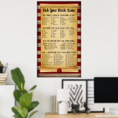 Pick Your Pirate Name Party Chart Poster ポスター (ホームオフィス)