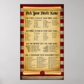 Pick Your Pirate Name Party Chart Poster ポスター (正面)