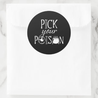 Pick Your Poison、面白いウィッチテーマのハロウィーンBLK ラウンドシール