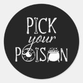 Pick Your Poison、面白い魔女のBLKハロウィーン ラウンドシール (正面)