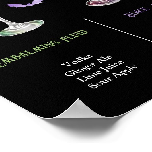 Pick Your Poison Halloween 2 Cocktail Menu  ポスター (角)