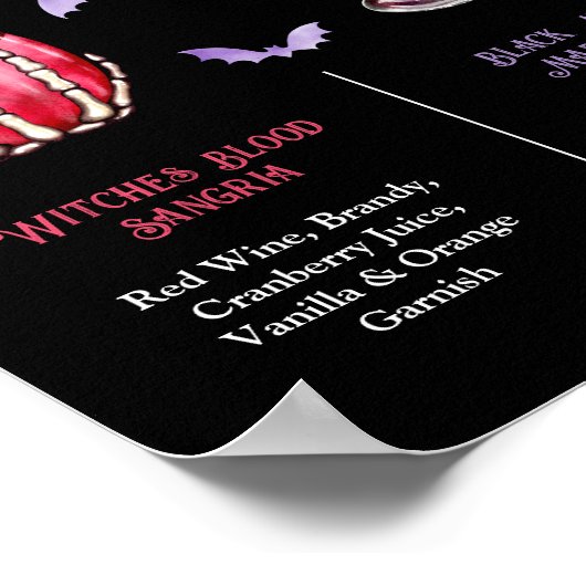 Pick Your Poison Halloween 2 Cocktail Menu  ポスター (角)