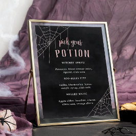 Pick Your Potion Halloween Baby Shower Drink Menu ポスター