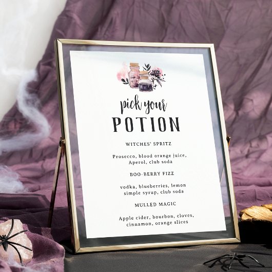Pick Your Potion Halloween Baby Shower Drink Sign ポスター