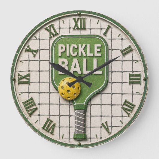 Pickle Ball Funny Pickleball Paddle ラージ壁時計 (正面)