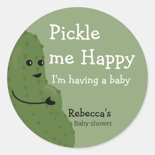 Pickle me Happy baby shower ラウンドシール (正面)