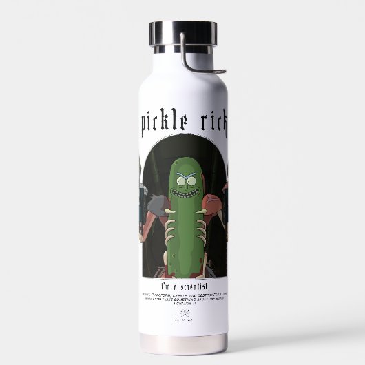 Pickle Rick – 私は科学者の引用文グラフィック ウォーターボトル (左面)