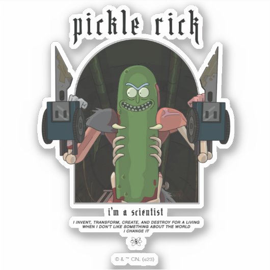 Pickle Rick – 私は科学者の引用文グラフィック シール (正面)