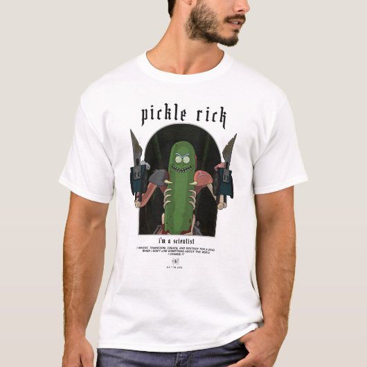 Pickle Rick – 私は科学者の引用文グラフィック Tシャツ (正面)