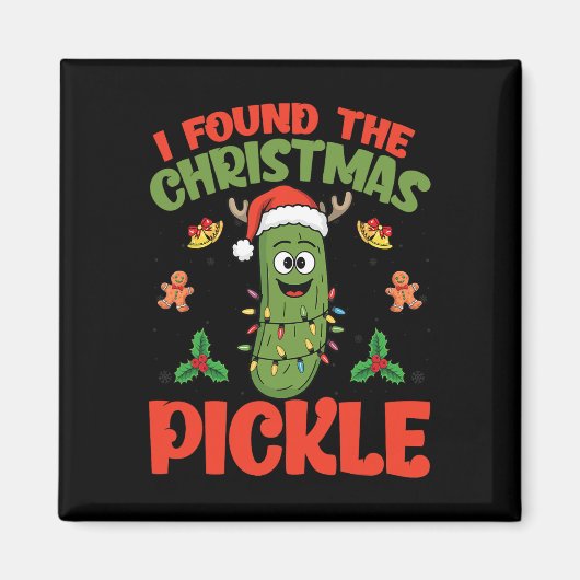 Pickle Santa Hatクリスマスライト – 私はクリスマスを見つけた マグネット (正面)