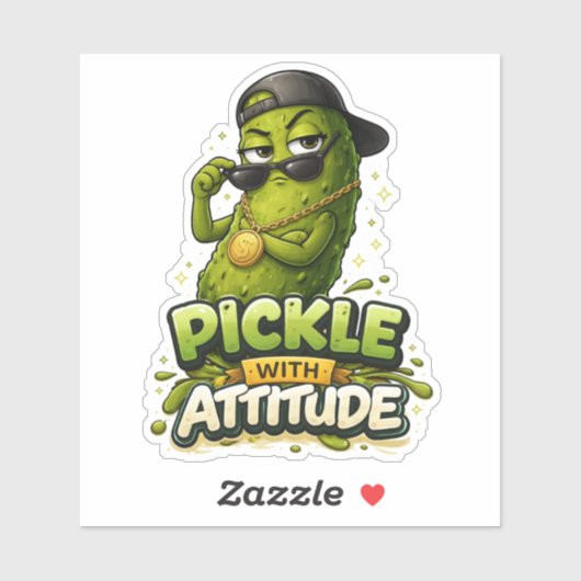 Pickle With Attitude Custom-Cut Vinyl Sticker シール (シート)