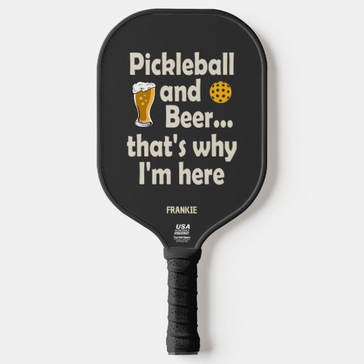 PickleballおもしろいとBeer That I's Here ピックルボールラケット (正面)