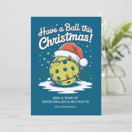 Pickleballおもしろい Christmas Lightsあなたの挨拶 シーズンカード (スタンド正面)