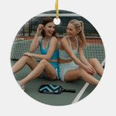 Pickleballおもしろい Christmas Santa、小妖精や小人、写真、 セラミックオーナメント (裏面)