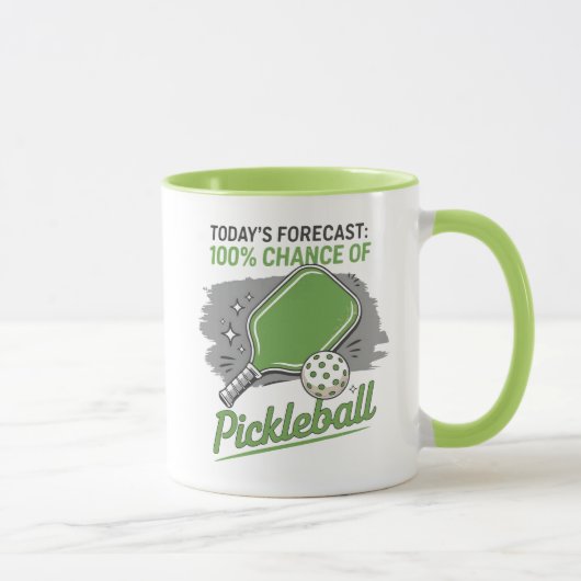Pickleballおもしろい Today's Forecast 100% Chance マグカップ (右)