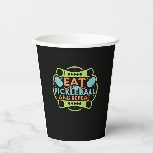 Pickleballでコートをエース 紙コップ (正面)