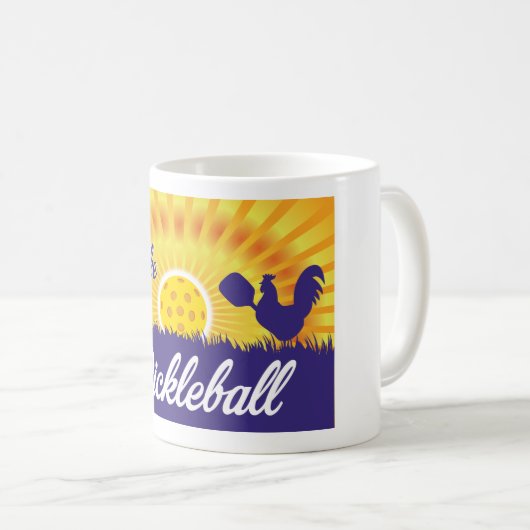 "Pickleballのために"のマグ目覚めます コーヒーマグカップ (正面右)