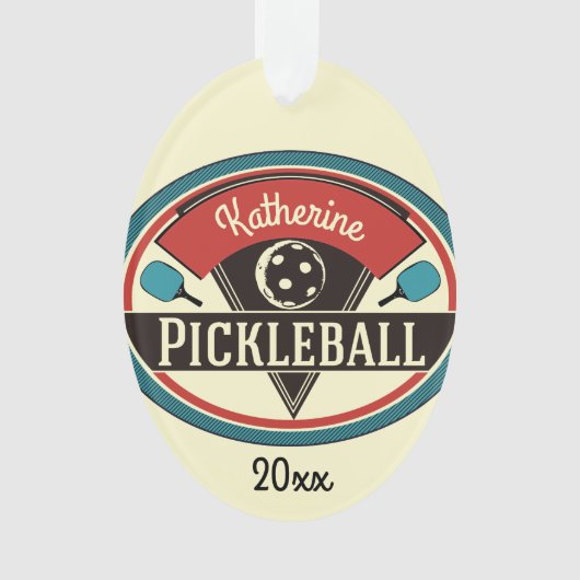Pickleballのオーナメント-ヴィンテージのデザイン オーナメント (正面)