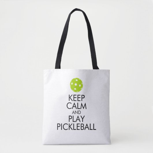 Pickleballのトートバック-平静を保ち、Pickleballを遊んで下さい トートバッグ (正面)