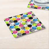 Pickleballのプリント スクエアペーパーコースター (アングル)