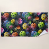 Pickleballのプリント ビーチタオル (正面)