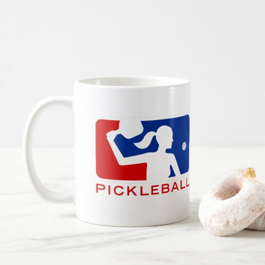 Pickleballのマグ: メジャーリーグの女性(赤くか青) コーヒーマグカップ (ドーナツ)