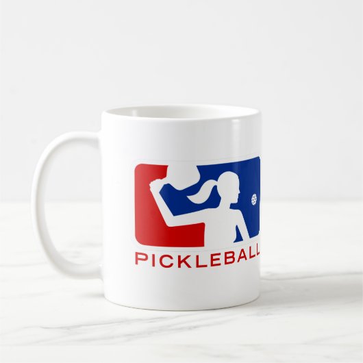Pickleballのマグ: メジャーリーグの女性(赤くか青) コーヒーマグカップ (左)
