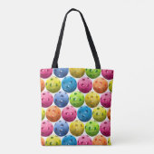 Pickleballの多彩なおもしろいパターン トートバッグ (裏面)