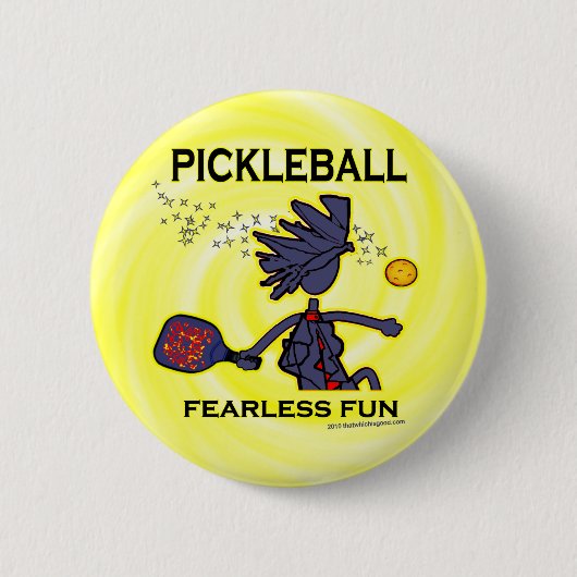 Pickleballの大胆不敵なおもしろい 缶バッジ (正面)