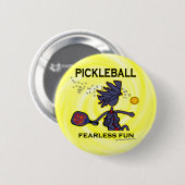 Pickleballの大胆不敵なおもしろい 缶バッジ (正面&裏面)