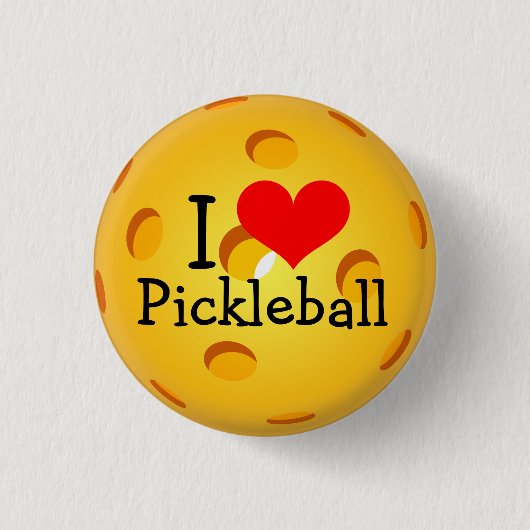 Pickleballの小型ボタン: 私はPickleballを愛します 缶バッジ (正面)