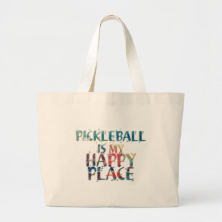 Pickleballの幸せな場所のトート ラージトートバッグ
