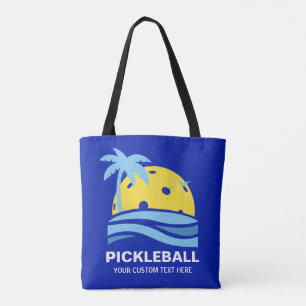 Pickleballの熱帯ヤシの木日曜日あなたのカスタムな文字 トートバッグ