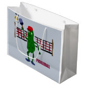 Pickleballの芸術のデザインを遊ぶおもしろいなピクルス ラージペーパーバッグ (正面アングル)