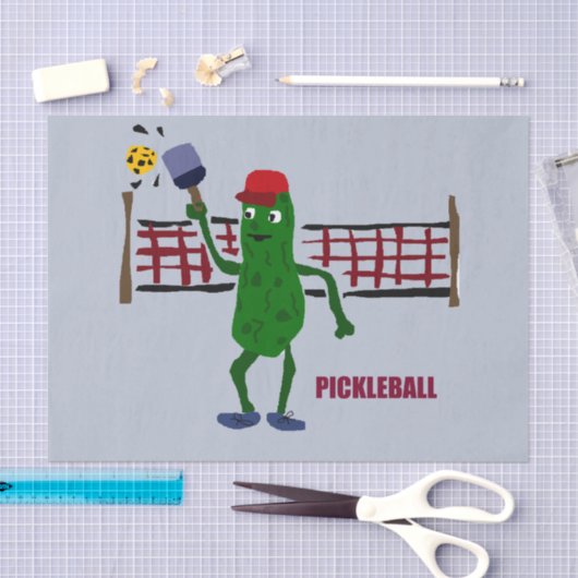 Pickleballの芸術のデザインを遊ぶおもしろいなピクルス 薄葉紙 (クラフト)