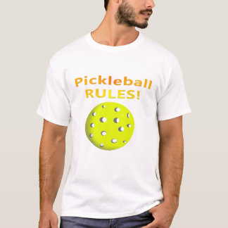 Pickleballの規則! 黄色い球の黄色文字を使って tシャツ