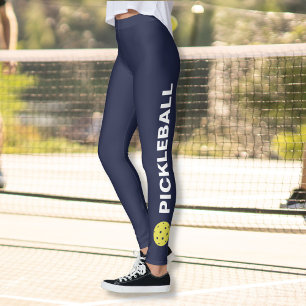 Pickleballの青いレギンスの黄色い球のカスタムの文字 レギンス